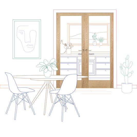 Oak Shaker 1 Light Clear Glass Rebated Internal Door Pair