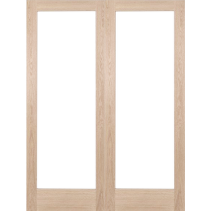 Oak Shaker 1 Light Clear Glass Rebated Internal Door Pair