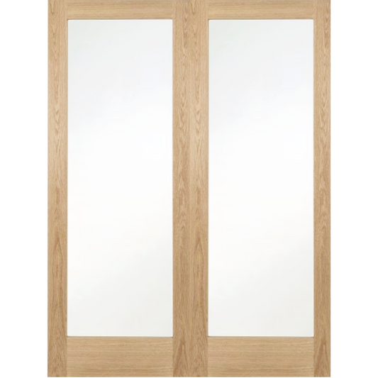 Oak Shaker 1 Light Frosted Glass Internal Door Pair