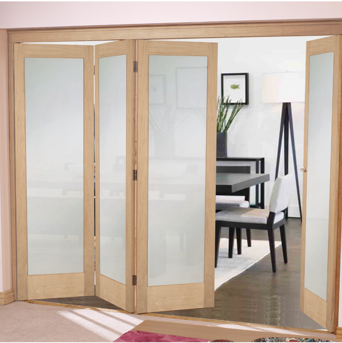 Oak Shaker 1 Light Frosted Glass Bifold System