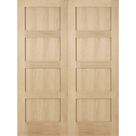 Oak Shaker 4 Panel Internal Door Pair