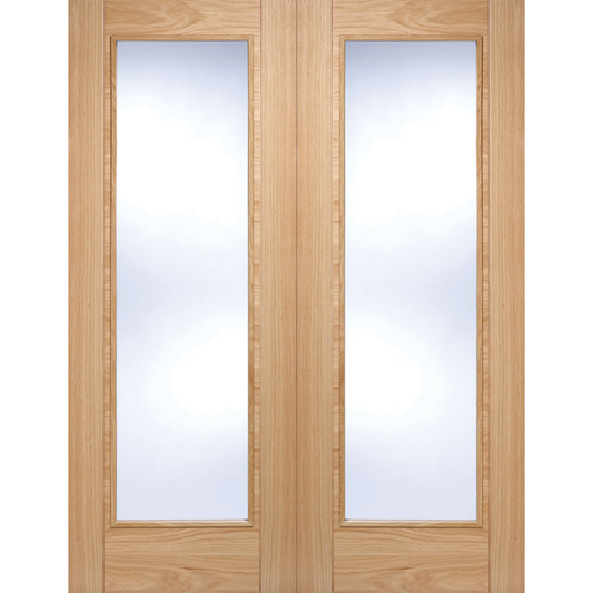 LPD Prefinished Oak Vancouver Glazed Internal Door Pair