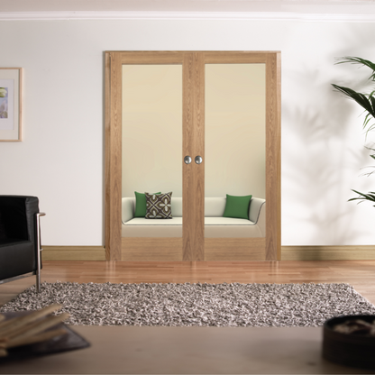 Oak Shaker 1 Light Clear Glass Internal Door Pair