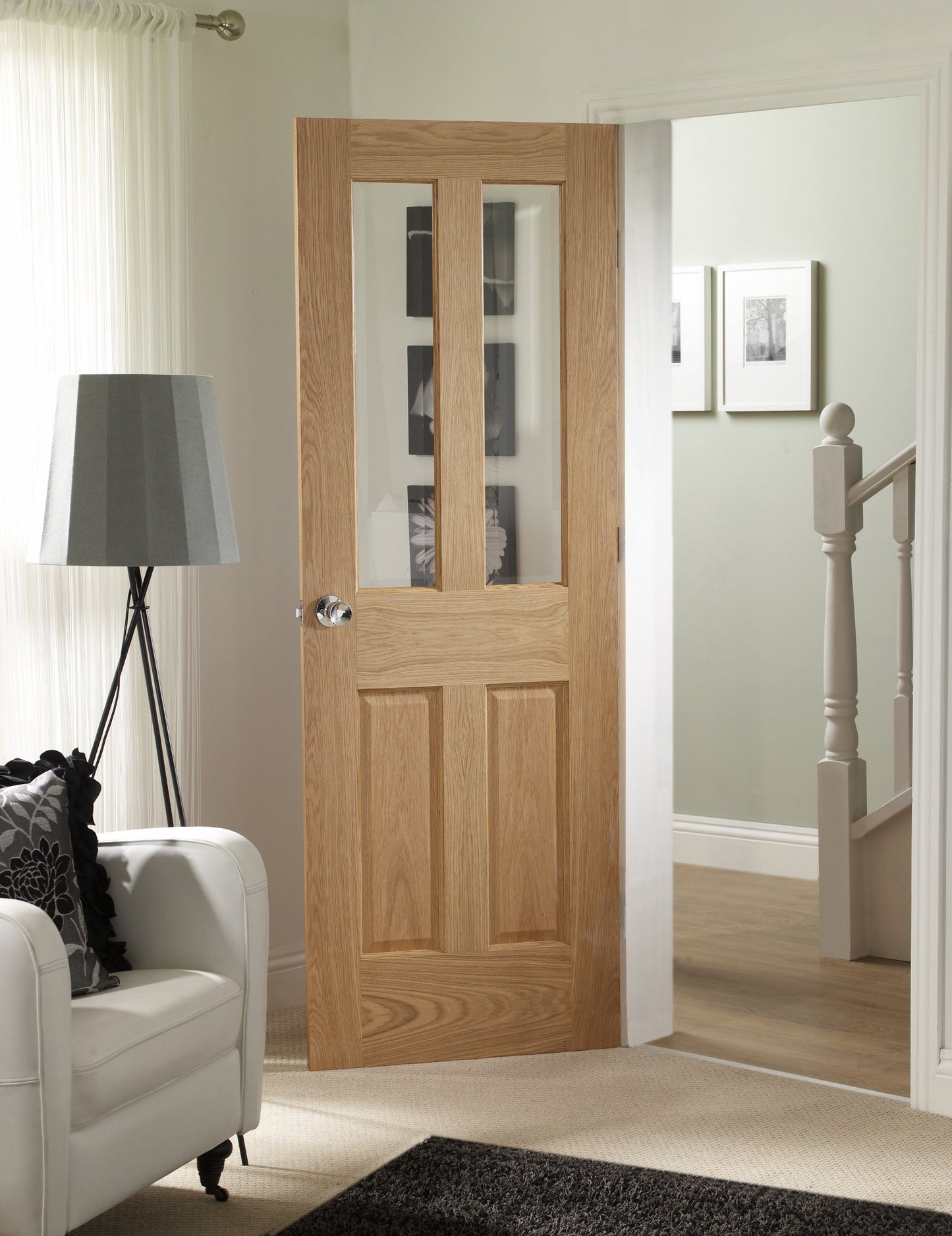 Malton Internal Oak Fire Door with Clear Glass