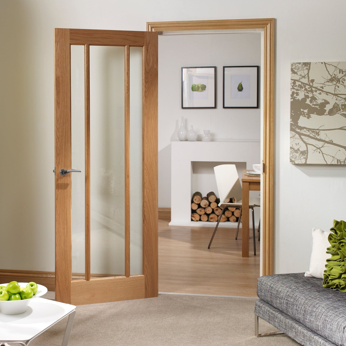 Worcester Pre-Finished Internal Oak Door with Clear Glass