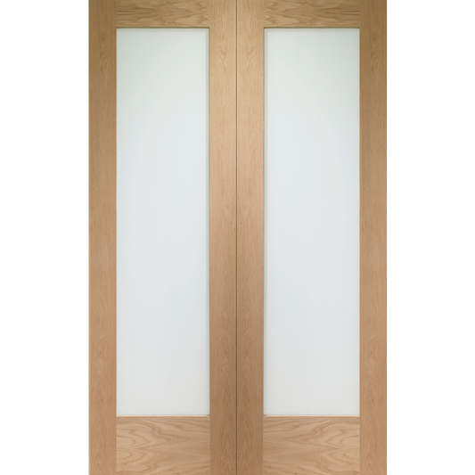 Internal Oak Pattern 10 Rebated Door Pair with Obscure Glass