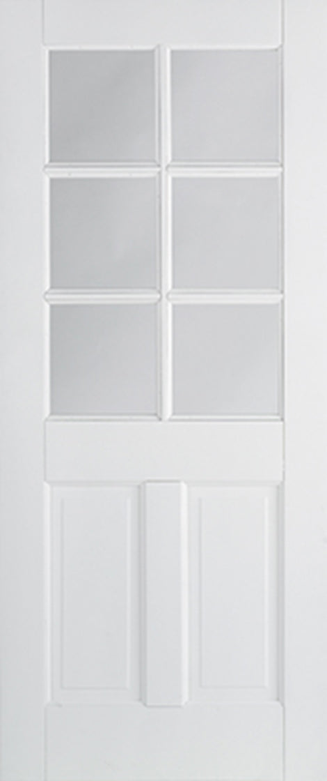 LPD White Primed Canterbury 2P Glazed 6L Internal Door