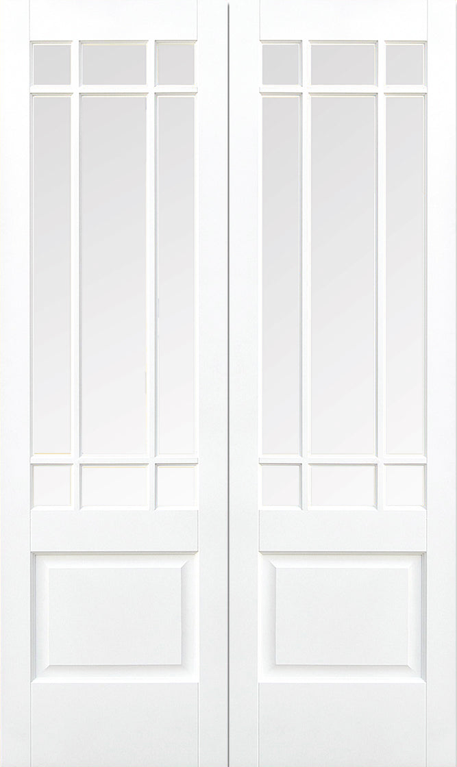 LPD White Primed Downham Glazed 9L Internal Door Pair