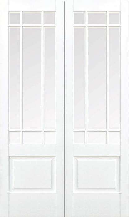 LPD White Primed Downham Glazed 9L Internal Door Pair