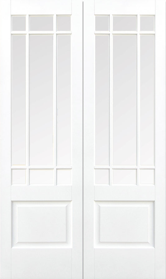 LPD White Primed Downham Glazed 9L Internal Door Pair