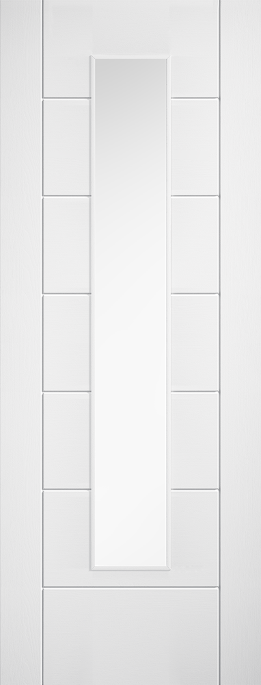 LPD White Laminate Linear 7P Glazed Internal Door