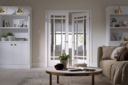 LPD White Primed Manhattan Glazed 9L Internal Door Pair
