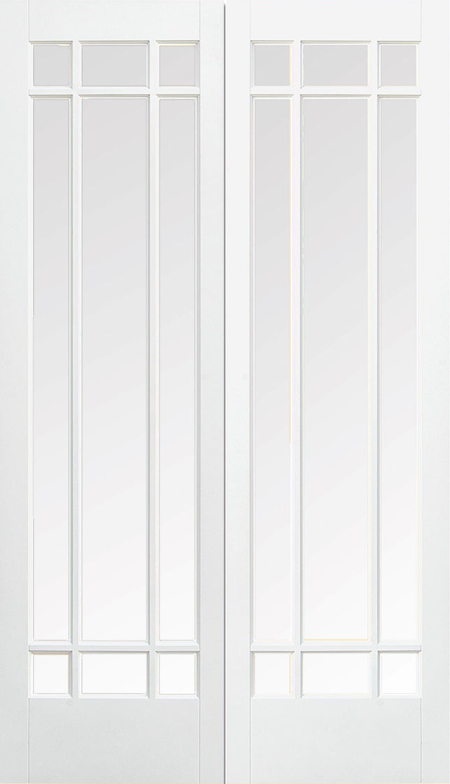 LPD White Primed Manhattan Glazed 9L Internal Door Pair