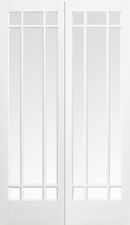 LPD White Primed Manhattan Glazed 9L Internal Door Pair