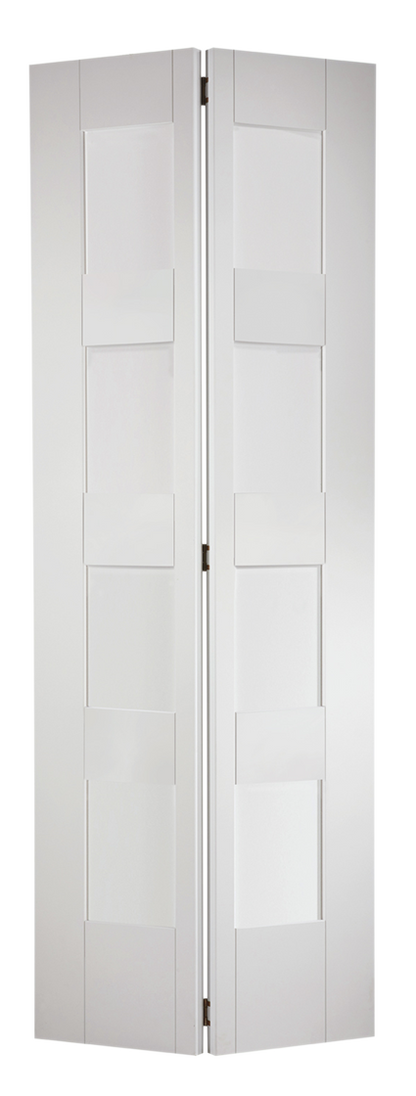 LPD White Primed Shaker 4L Glazed Bi-fold Internal Door