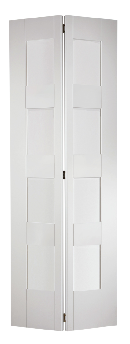 LPD White Primed Shaker 4L Glazed Bi-fold Internal Door