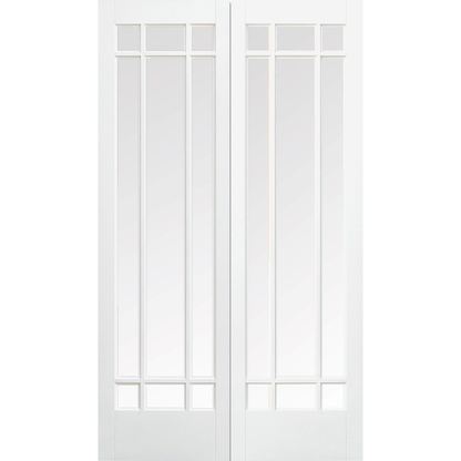 LPD White Primed Manhattan Glazed 9L Internal Door Pair