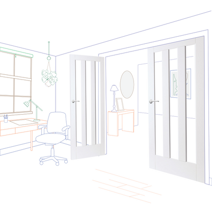 White Primed Aston Clear Glass Internal Door Pair
