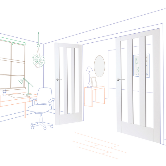 White Primed Aston Clear Glass Internal Door Pair