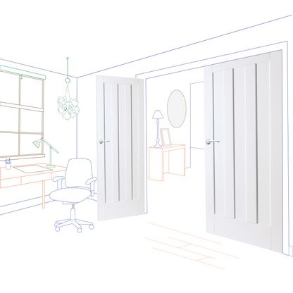 White Primed Aston Panel Internal Door Pair