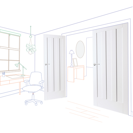 White Primed Aston Panel Internal Door Pair