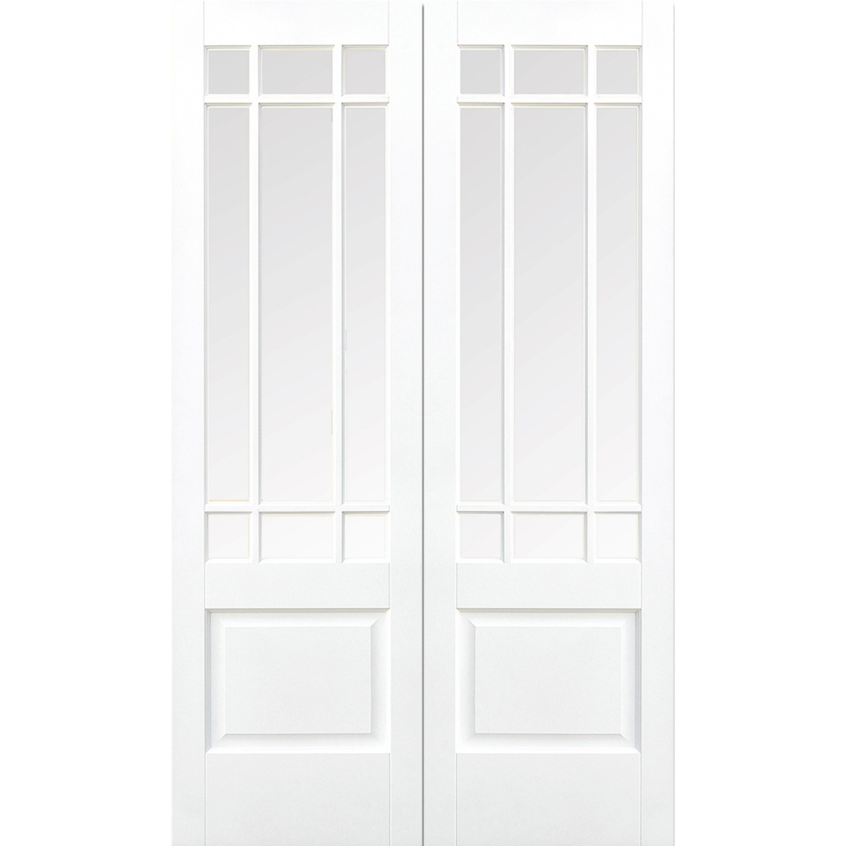 LPD White Primed Downham Glazed 9L Internal Door Pair
