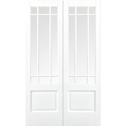 LPD White Primed Downham Glazed 9L Internal Door Pair