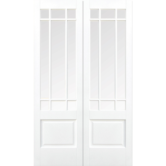 LPD White Primed Downham Glazed 9L Internal Door Pair