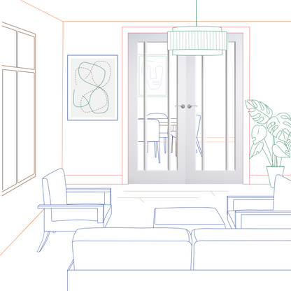 White Primed Langdale Clear Glass Internal Door Pair