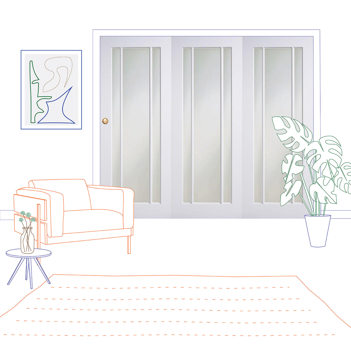 Primed Langdale Frosted Glass Bifold System