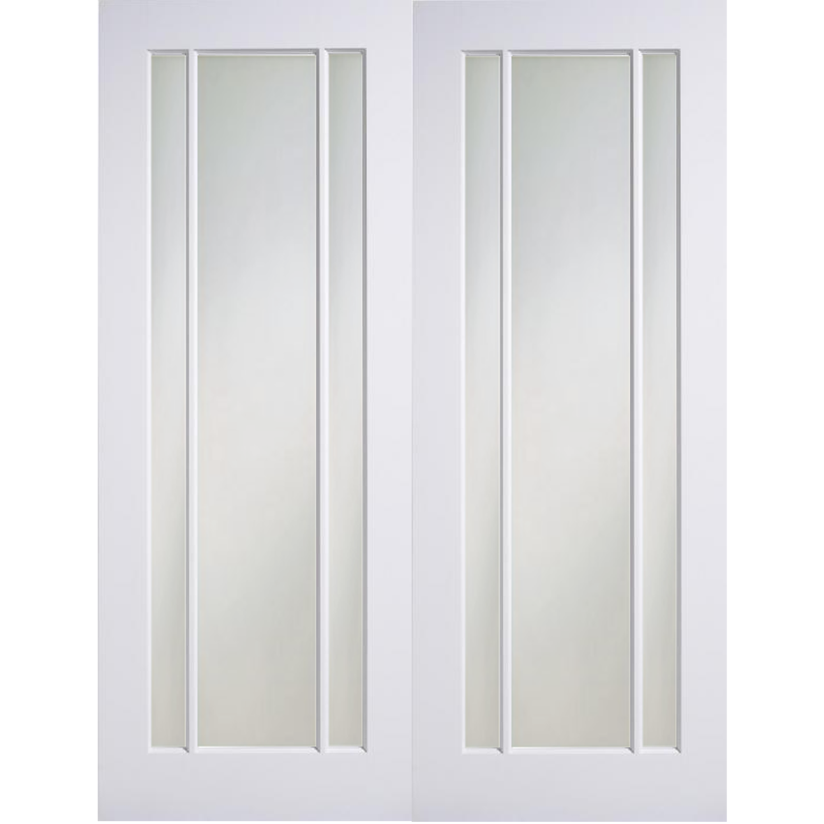 White Primed Langdale Frosted Glass Internal Door Pair