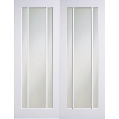 White Primed Langdale Frosted Glass Internal Door Pair