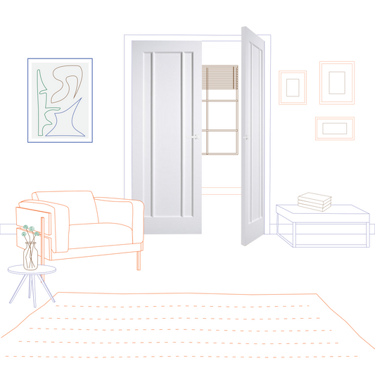 White Primed Langdale Panel Internal Door Pair