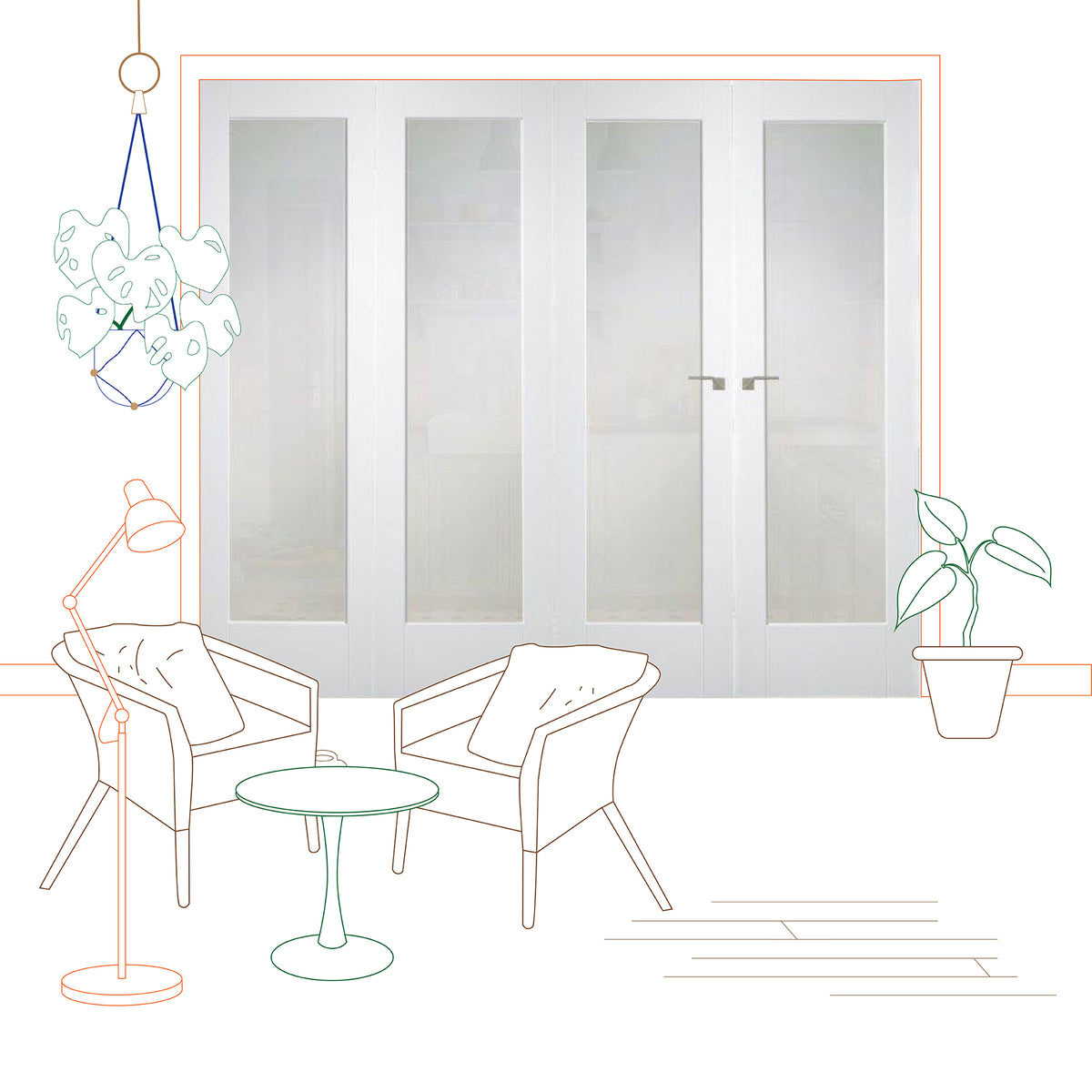 Shaker 1 Light Frosted Glass Bifold System