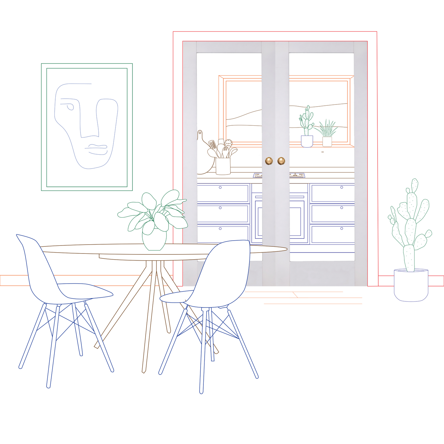 White Shaker 1 Light Clear Glass Internal Door Pair