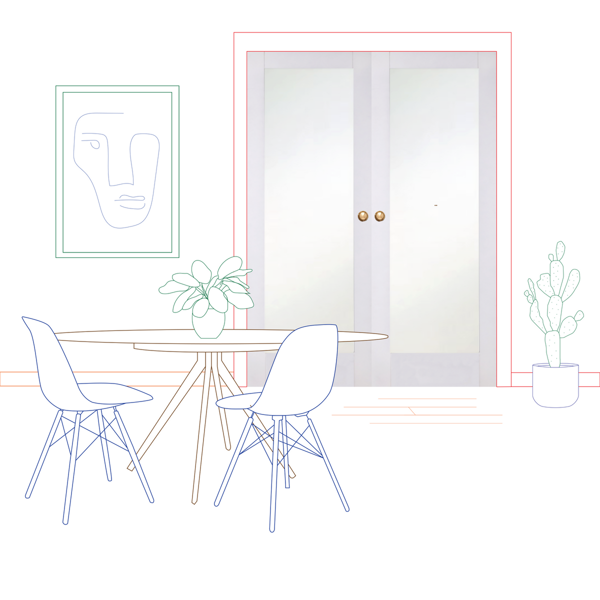 Shaker 1 Light Frosted Glass Internal Door Pair
