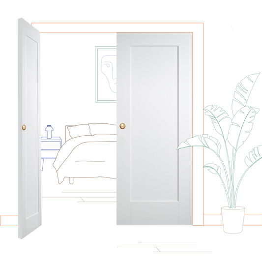 White Shaker 1 Panel Internal Door Pair