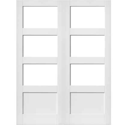 White Shaker 3 Light 1 Panel Clear Glass Internal Door Pair