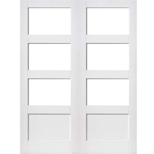 White Shaker 3 Light 1 Panel Clear Glass Internal Door Pair