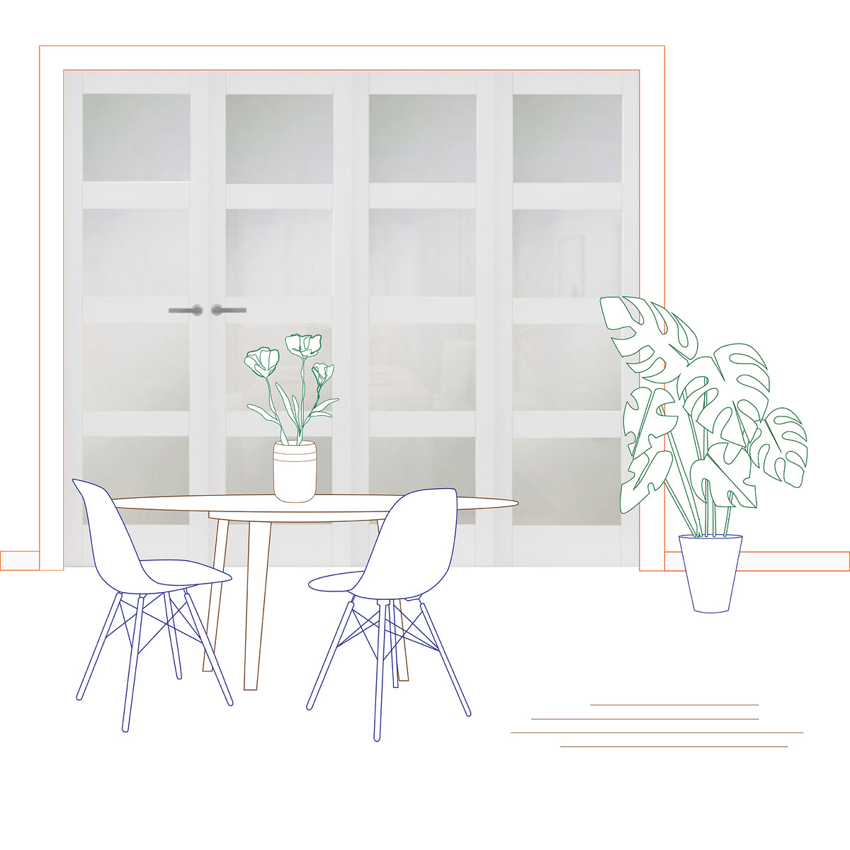 Shaker 4 Light Frosted Glass Bifold System