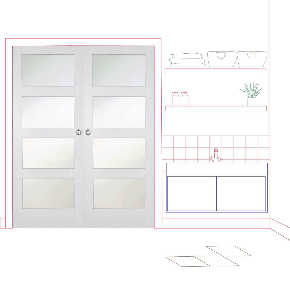 Shaker 4 Light Frosted Glass Rebated Internal Door Pair