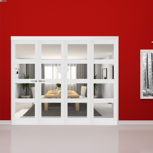 White Shaker 4 Light Clear Glass Bifold System