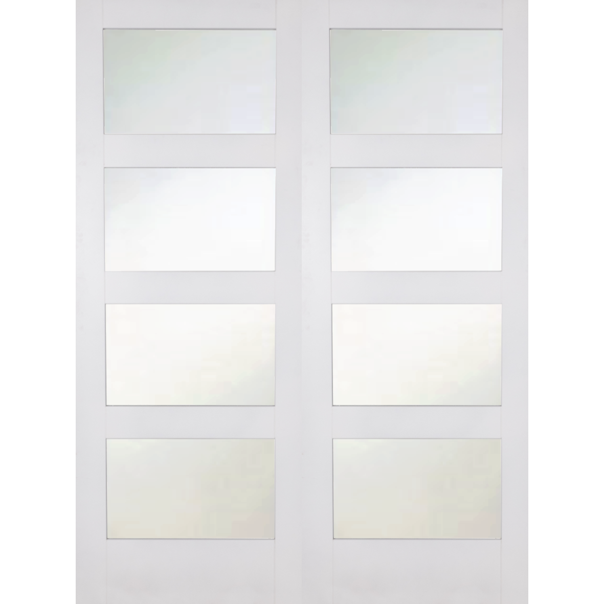 White Shaker 4 Light Frosted Glass Internal Door Pair