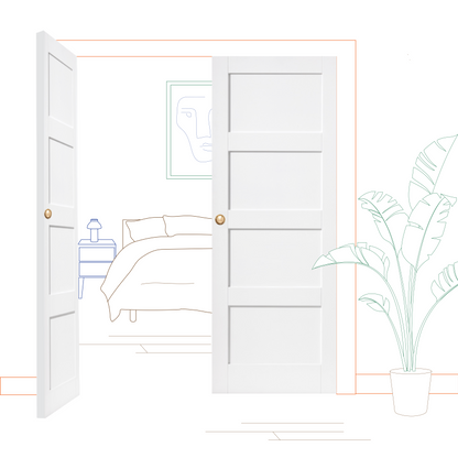 White Shaker 4 Panel Internal Door Pair