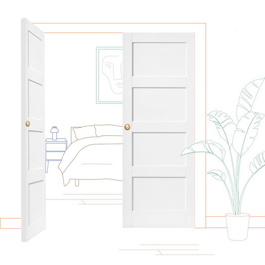 White Shaker 4 Panel Internal Door Pair