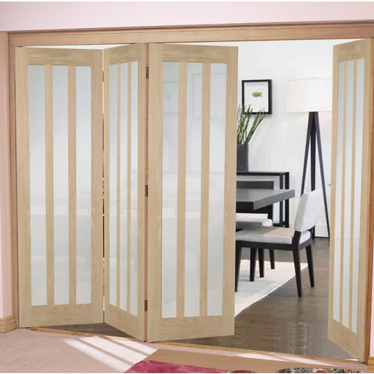 Oak Aston Frosted Glass Bifold System