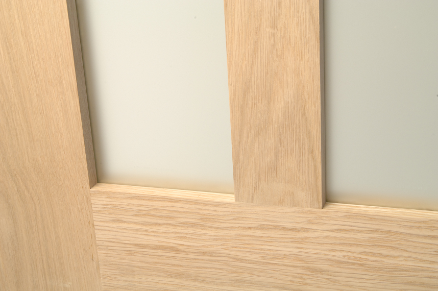 Oak Aston Frosted Glass Rebated Internal Door Pair