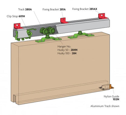 Oak Shaker 4 Light Frosted Glass Sliding Door System