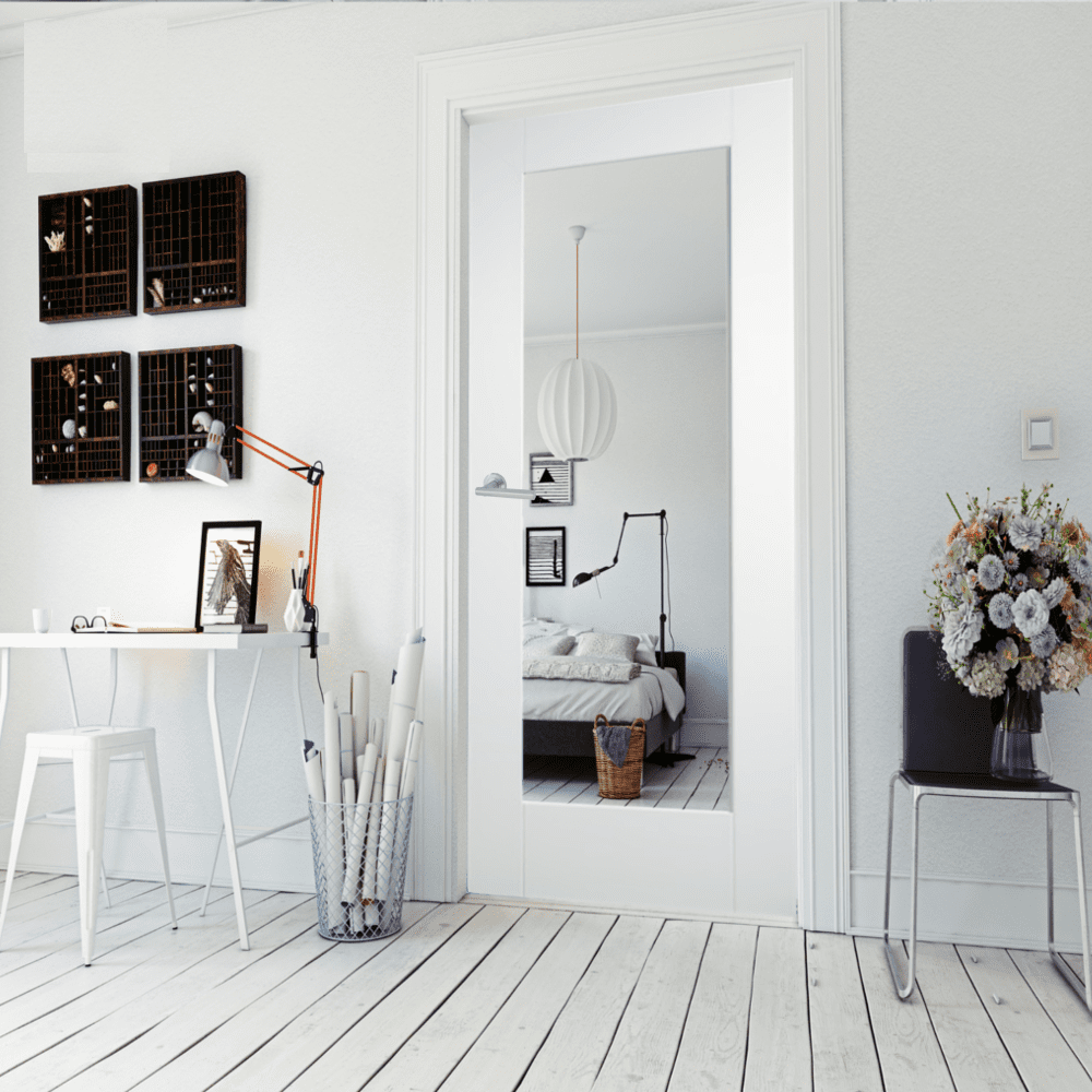 white doors with glass